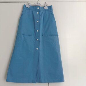 sandro sky blue A-line midi skirt